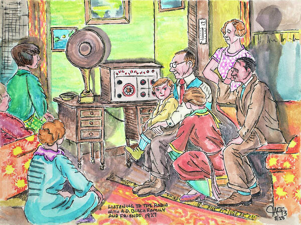 Family Poster featuring the painting Listening To The Radio by The GYPSY