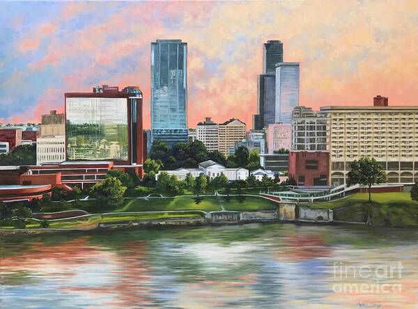 Oil Painting Poster featuring the painting Little Rock Skyline With Old State House by Sherrell Rodgers