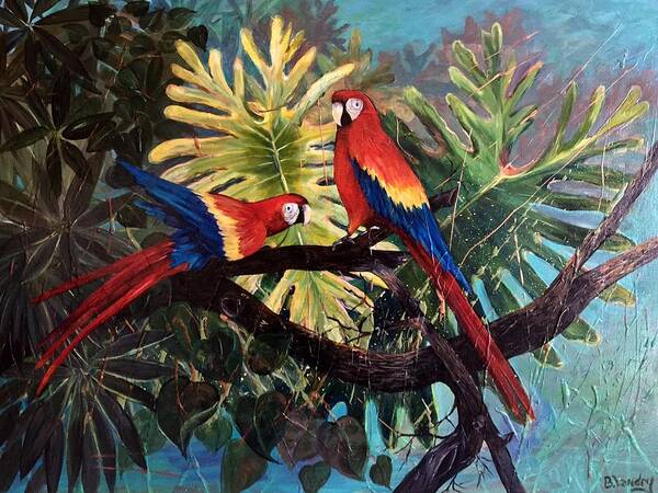 Parrots Poster featuring the painting Mates by Barbara Landry