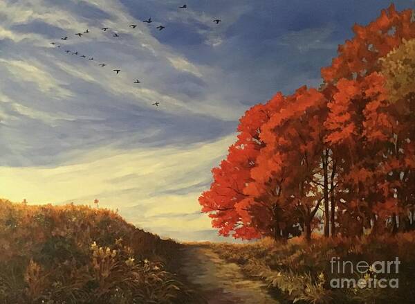 Fall Poster featuring the painting Max Patch Path by Anne Marie Brown
