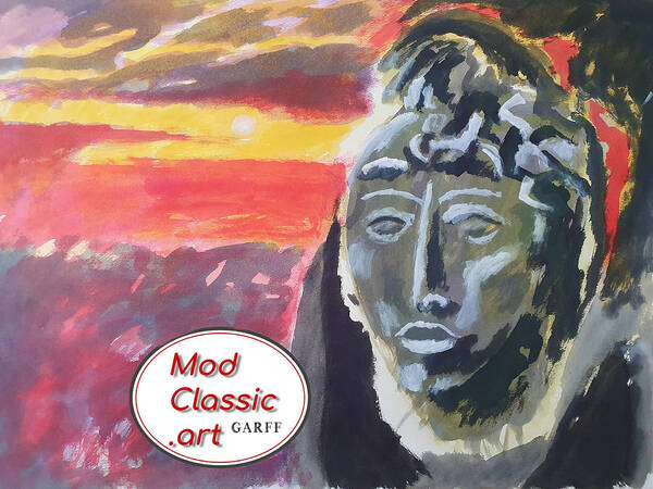 Maya Poster featuring the painting Maya Sunset ModClassic Art by Enrico Garff