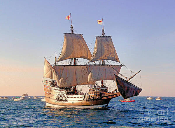 Mayflower Ii Poster featuring the photograph Mayflower II on her 50th anniversary sail by Janice Drew