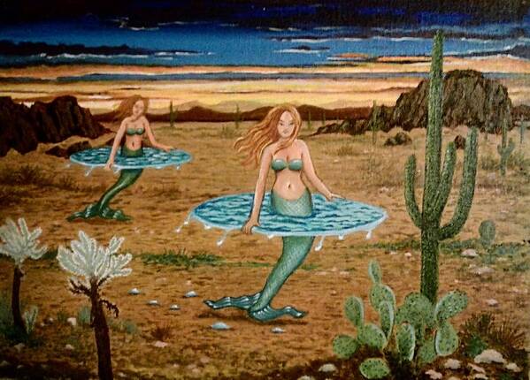 Mermaids Poster featuring the painting Mermaids traveling by James RODERICK