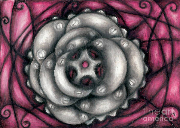Colored Pencil Art Poster featuring the drawing Metal Rose Drawing by Kristin Aquariann