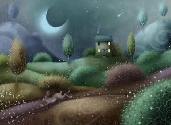 Midsummer Eve Poster featuring the painting Midsummer Moon by Joe Gilronan