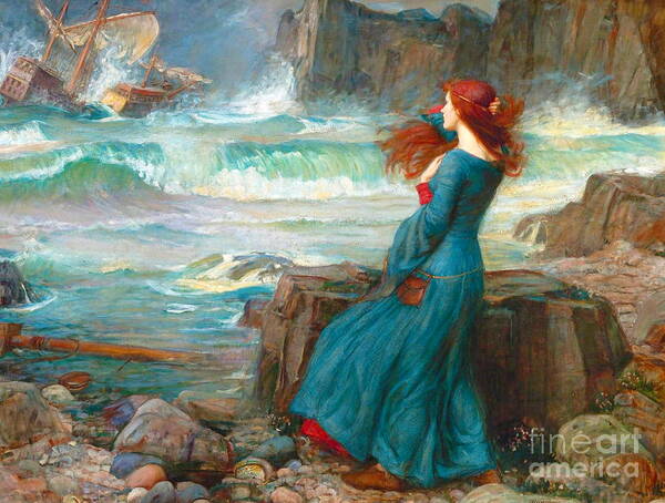 Miranda Poster featuring the painting Miranda or The Tempest by John William Waterhouse