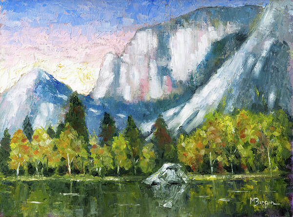 Landscape Poster featuring the painting Mirror Lake, Yosemite by Mike Bergen