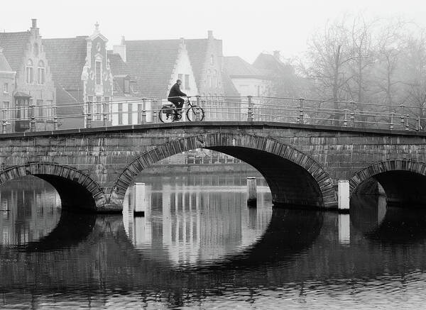 Bruges Poster featuring the photograph Misty Morning in Bruges by Barry O Carroll