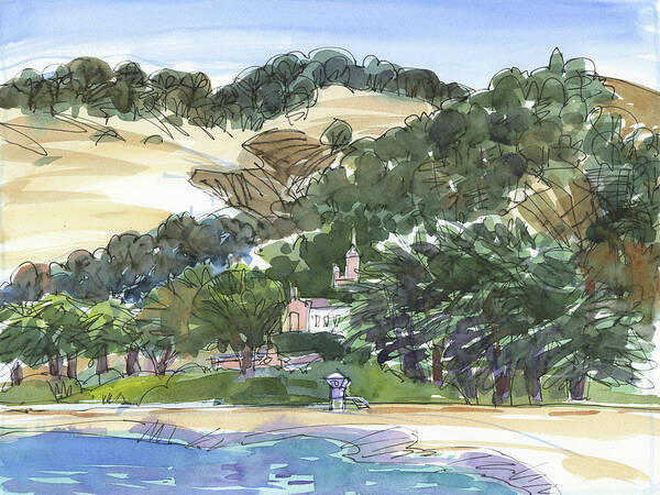 Carmel By The Sea Poster featuring the painting Monastery Bay Carmel by Judith Kunzle