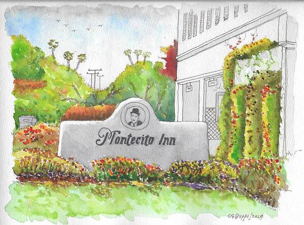 Montecito Inn Poster featuring the painting Montecito Inn in Montecito, California by Carlos G Groppa