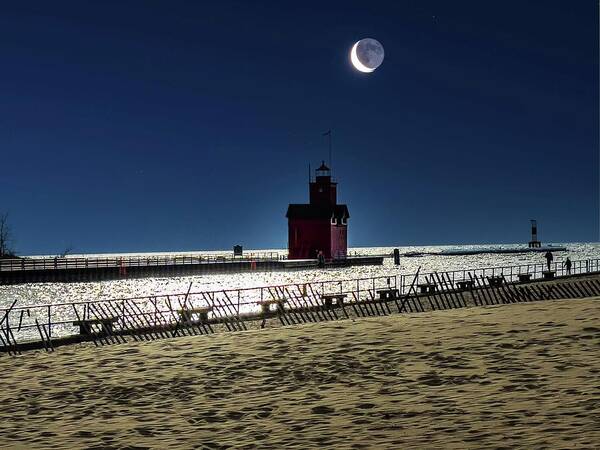 Northernmichigan Poster featuring the photograph Moon Over Big Red Holland Michigan IMG_8585 HRes by Michael Thomas