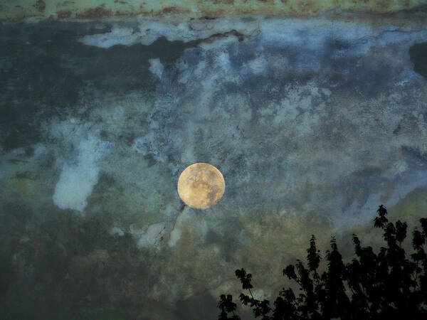 Moon Poster featuring the photograph Moon Over Lake Reflection by Russel Considine