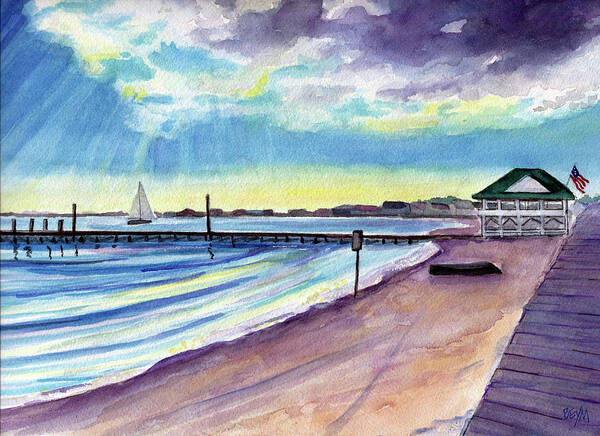 Ocean Gate Beach Poster featuring the painting Ocean Gate Beach by Clara Sue Beym