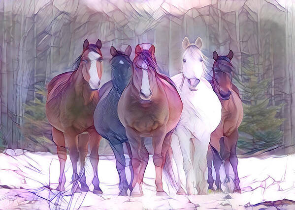 Horses Poster featuring the digital art Oh Hello 1 by Listen To Your Horse