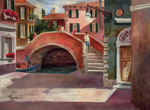 Parsons Poster featuring the painting Ordinary Day - Venetian Street Scene by Sheila Parsons