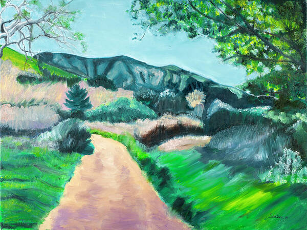 Landscape Poster featuring the painting Path to the Mountain by Santana Star
