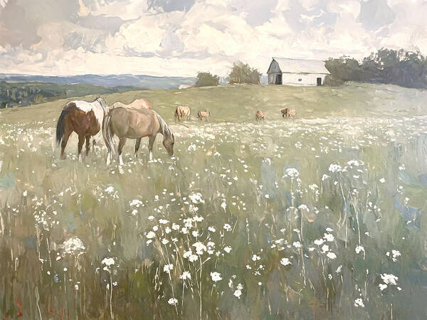 Rustic Barn Poster featuring the mixed media Peaceful Pastures 03 by Ramona Murdock