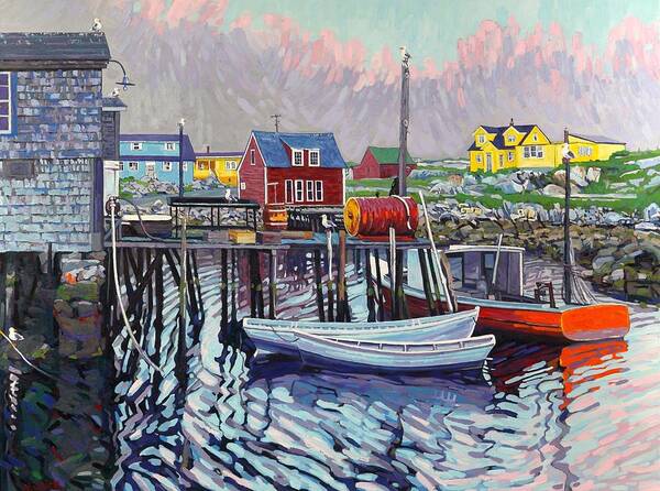 2411 Poster featuring the painting Peggy's Cove Fishing Village by Phil Chadwick