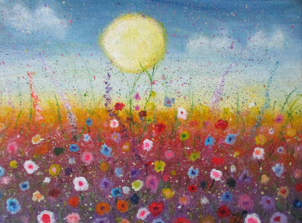 Flower Poster featuring the painting Petalled Skies by Jen Shearer