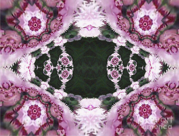 Kaleidoscope Poster featuring the digital art Pink Dianthus Kaleidoscope-Mirrored by Charles Robinson