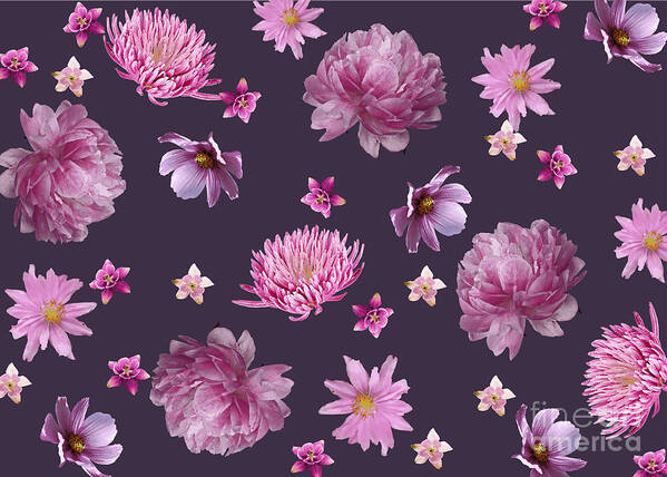 Floral Poster featuring the digital art Pink Floral by Jindra Noewi