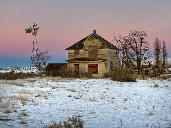 Winter Poster featuring the photograph Pink Sunset Nostalgia by Jerry Abbott