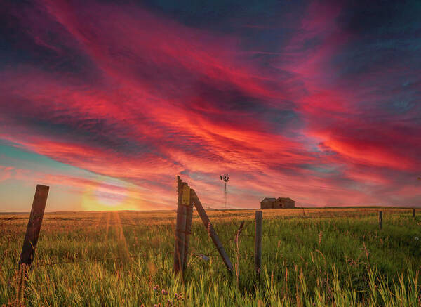 2017-07-25 Poster featuring the photograph Prairie Sunset South of Didsbury by Phil And Karen Rispin