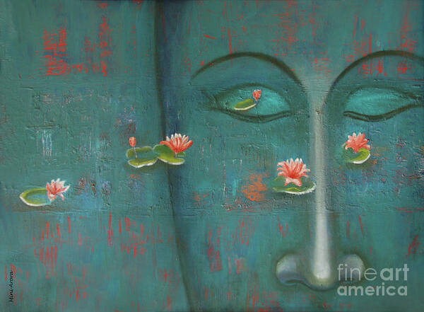 Buddha Poster featuring the painting Pure Thoughts by Mini Arora