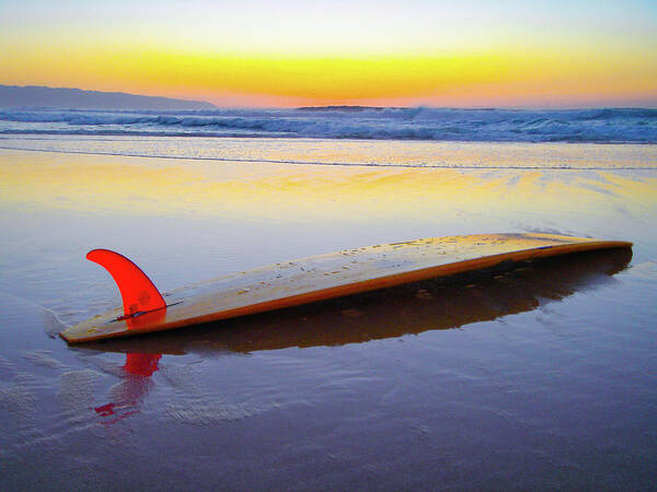 Surf Poster featuring the photograph Red Fin Surfboard by Sean Davey