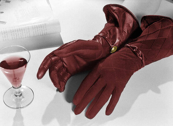 Red Gloves Poster featuring the photograph Red Gloves And Red Wine by Andrew Fare