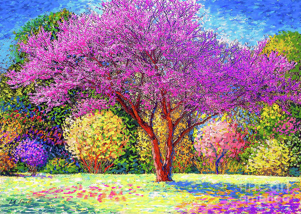 Tree Poster featuring the painting Redbud Radiance by Jane Small