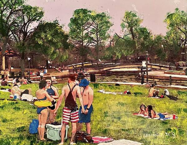 Floating Poster featuring the painting Relaxing at Sewell Park by Gary Springer