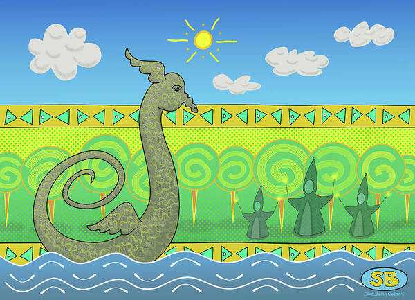 Serpent Poster featuring the digital art River Serpent by Susan Bird Artwork