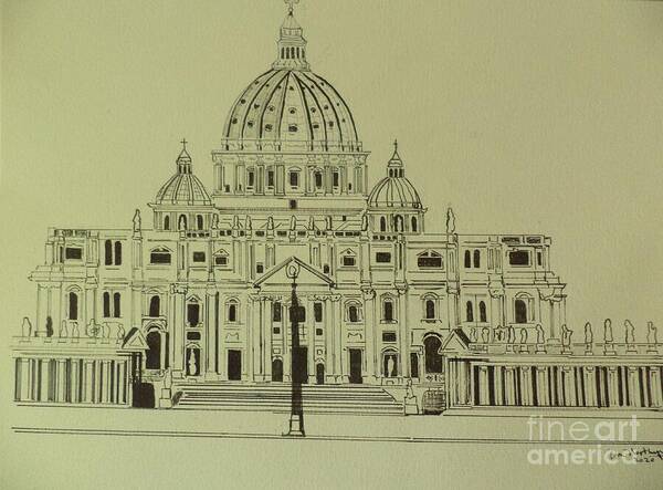 Rome Poster featuring the drawing Rome the Vatican by Donald Northup