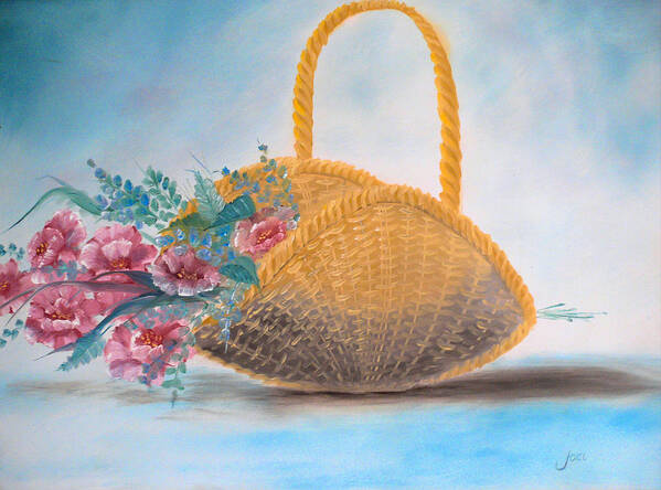 Basket Poster featuring the painting Roses in a Basket  by Joel Smith