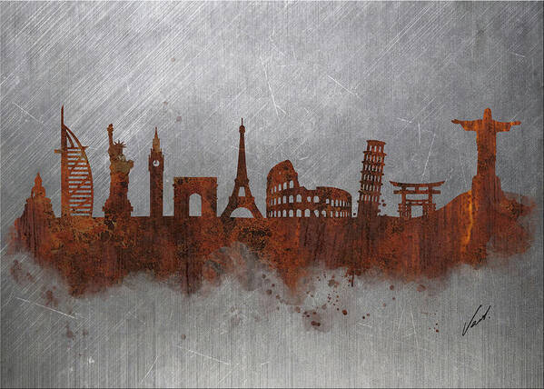 Rust Poster featuring the painting Rust- Around the World by Vart by Vart
