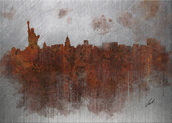 Rust Poster featuring the painting Rust - New York by Vart by Vart