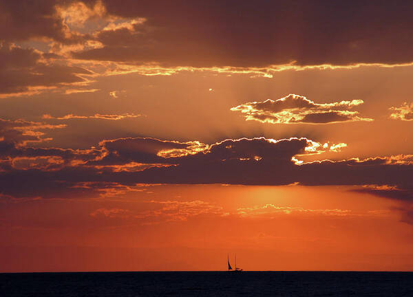 Sunset Poster featuring the photograph Sailboat at Sunset by Rick Wilking