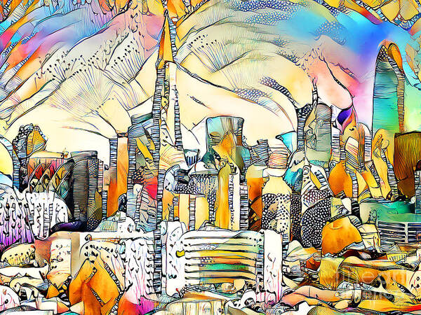 Wingsdomain Poster featuring the photograph San Francisco Skyline in Surreal Abstract 20210114 by Wingsdomain Art and Photography