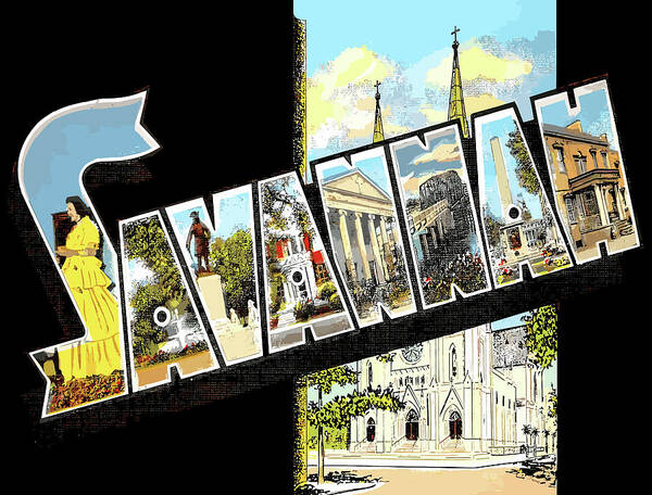 Savannah Poster featuring the digital art Savannah Letters by Long Shot