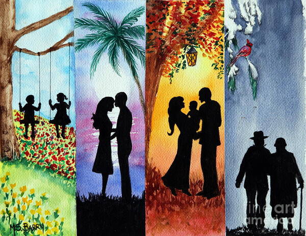 Life's Seasons Poster featuring the painting Seasons of Life by Maria Barry