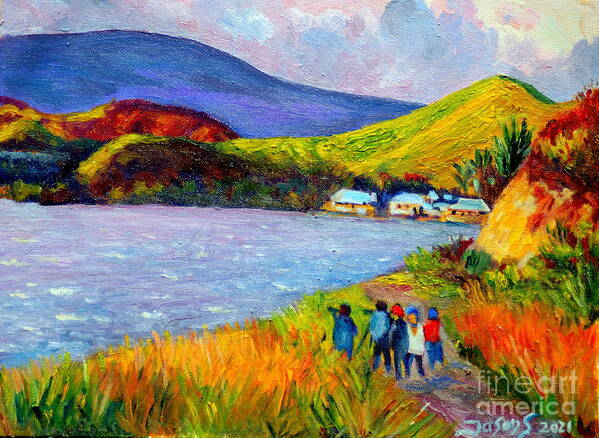 Water Poster featuring the painting Sentani Lake Tourism by Jason Sentuf