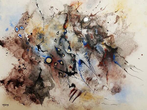 Abstract Watercolor Painting Poster featuring the mixed media Shambasuli Duralanga by Wolfgang Schweizer