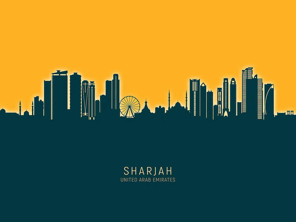 Sharjah Poster featuring the digital art Sharjah Skyline #12 by Michael Tompsett