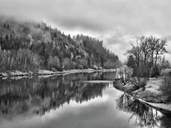 Grindrod Poster featuring the photograph Shuswap River Black and White by Allan Van Gasbeck