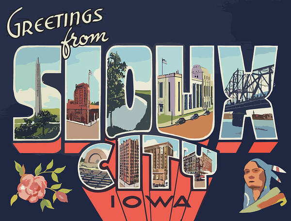 Sioux City Poster featuring the digital art Sioux City Letters by Long Shot