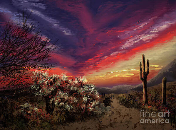 Desert Poster featuring the digital art Sonoran Sunset by Lois Bryan