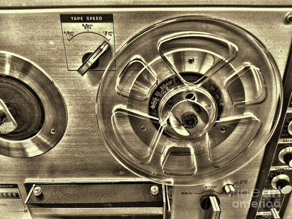 Sony TC 630 Stereo reel to reel tape player start and stop sepia Poster
