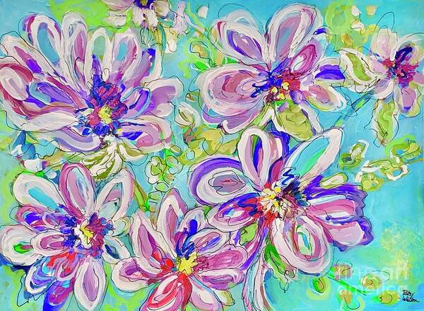 Colorful Abstract Flowers Poster featuring the painting Splash II by Patsy Walton