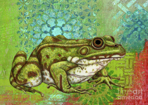 Frog Poster featuring the painting Spotted Frog Abstract by Amy E Fraser